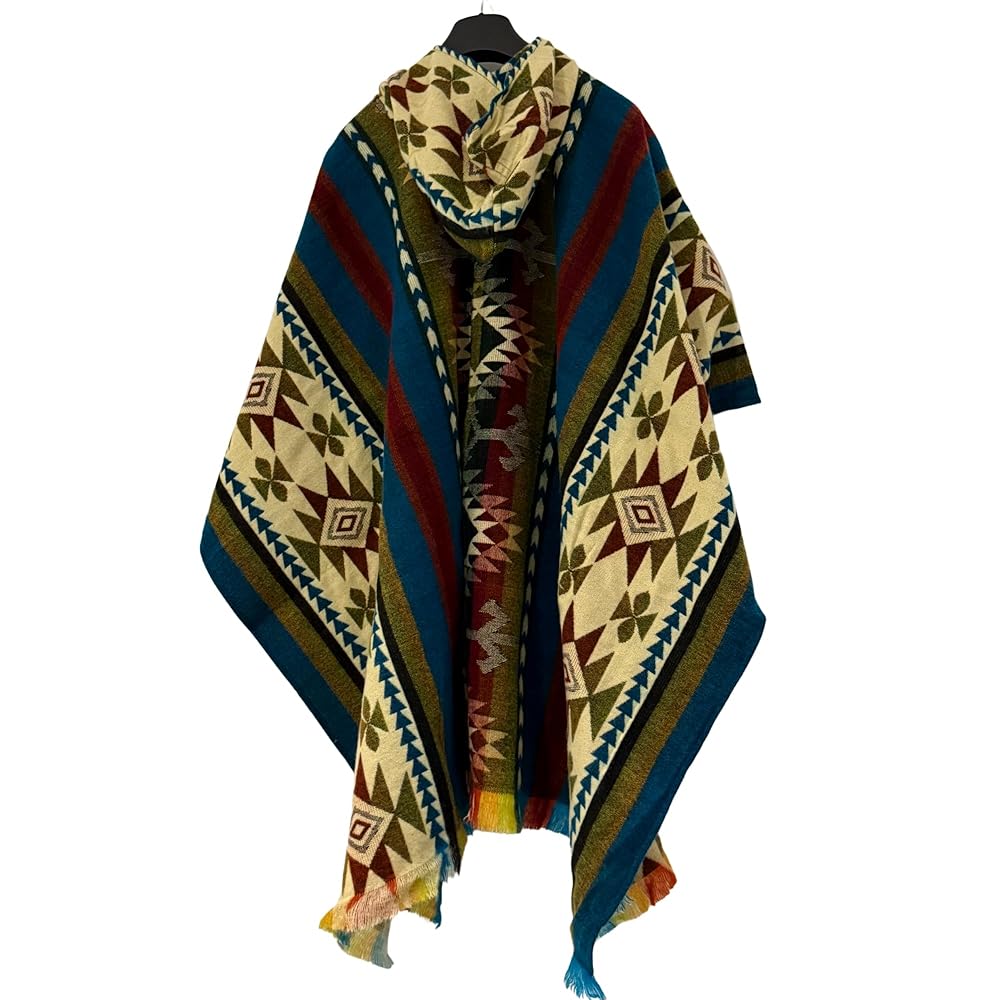 Gamboa Alpaca Wool Mexican Poncho with Hood for Men Hoodie